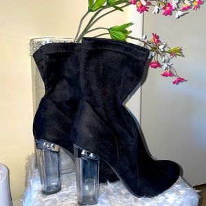 Black suede ankle booties